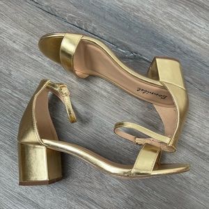 Gold Low Heels size 6.5